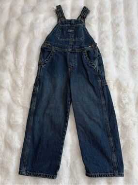 Osh Kosh Bgosh 5T Unisex Denim Jean Overalls Adjustable Straps Blue Cotton